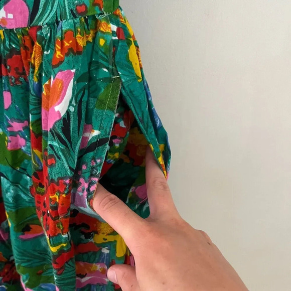 Vtg Copy Right Womens Floral Colorful Shirt Dress Short Sleeve Button Front - Picture 5 of 10